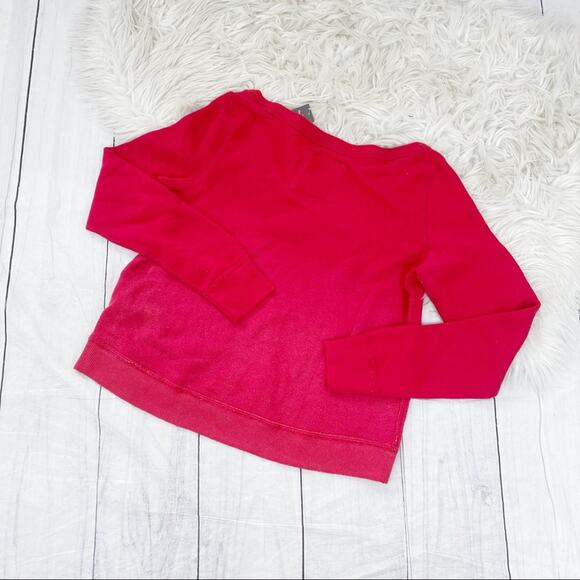 A&F Women's Logo Red Crop  Long Sleeve Pullover Sweatshirt Size Medium - Picture 3 of 4